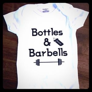 Bottles and barbells baby onesie 0/3 month